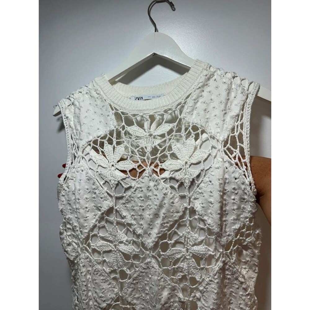 Zara crochet dress, white, Sz L